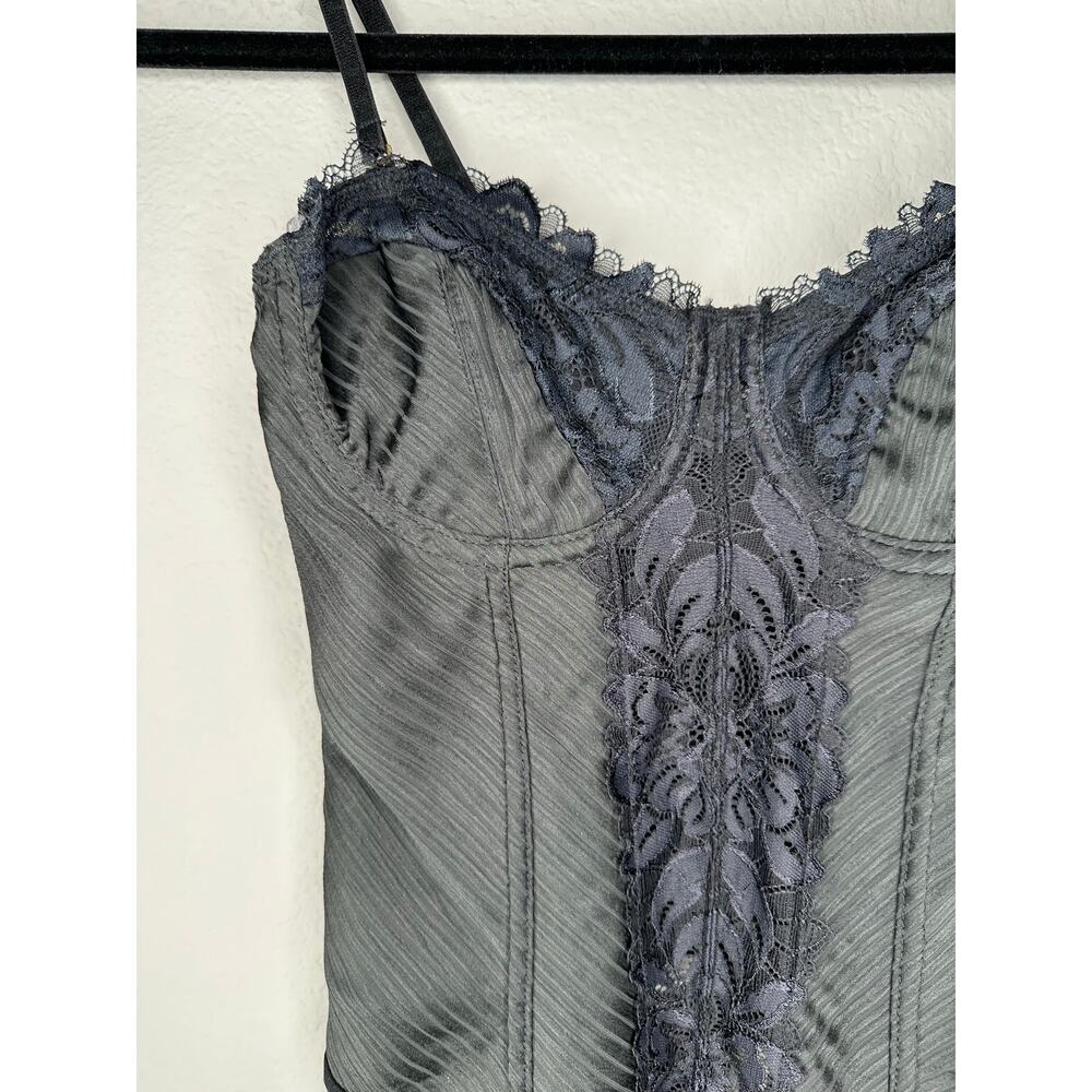 FREE PEOPLE Black Floral Lace Embroidered Corset Thong Bodysuit Women’s XS - Picture 3 of 9